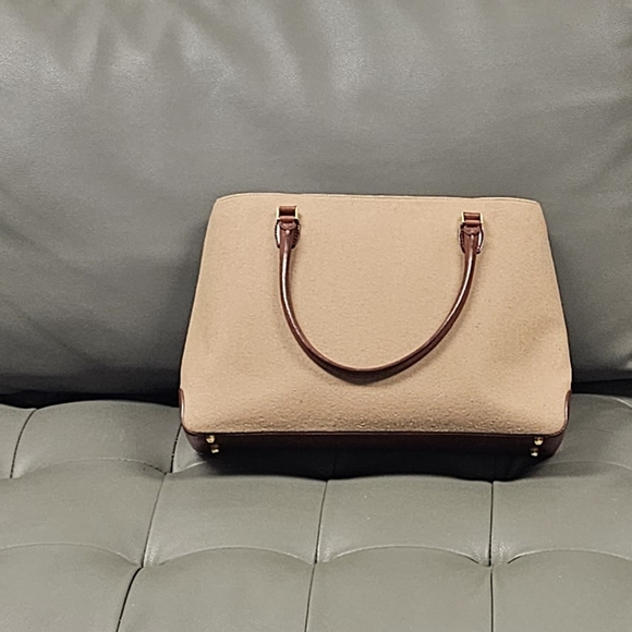 Fashion Tote Handbag Tan Brown Lined Stripe multi - Picture 6 of 12